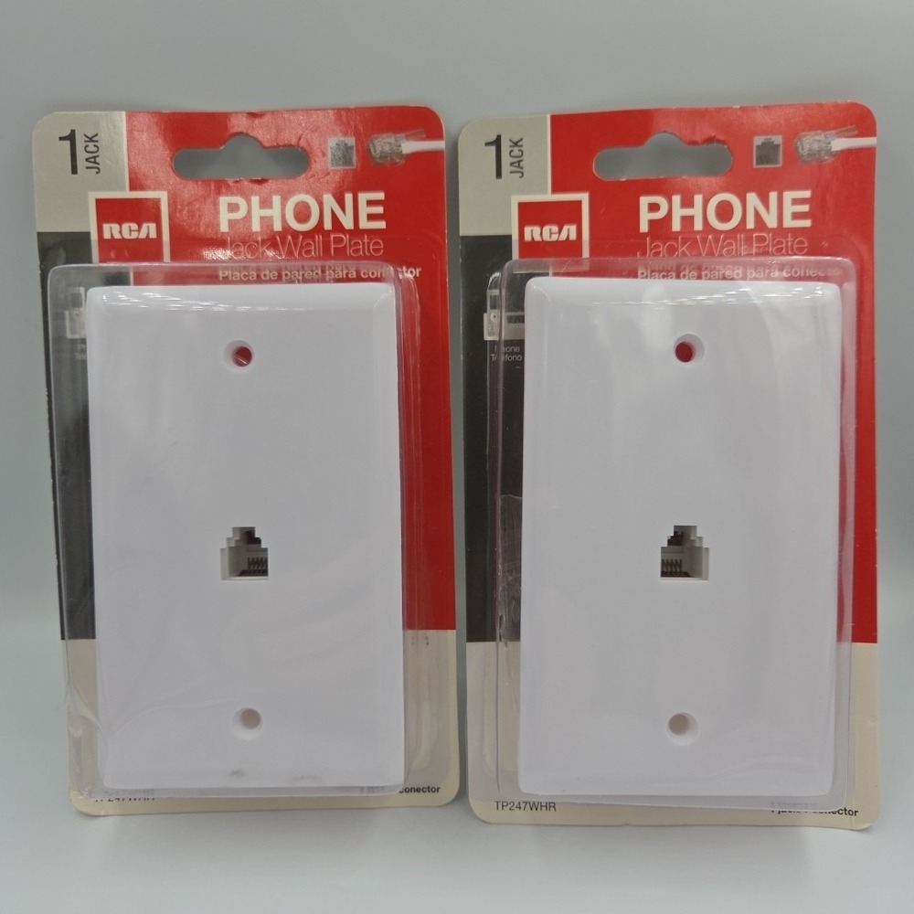 RCA Phone Jack Wall Plate TP247WHR Lot of 2, White, New